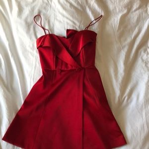 Red satin dress